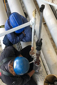 (109.09.28)中部石化廠8吋廢水管線阻斷作業及活水開孔作業